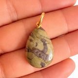 Natural Agate Pendant with 18k Gold Bail