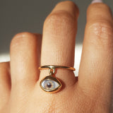 Evil Eye Gold Dangling Eye Ring