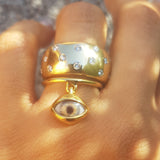 Evil Eye Gold Dangling Eye Ring