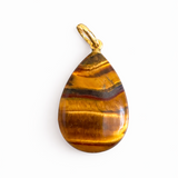 Natural Tiger's Eye Pendant with 18k Gold Bail