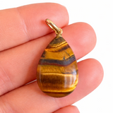 Natural Tiger's Eye Pendant with 18k Gold Bail