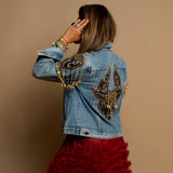 Embroidered Denim Jacket Golden Bull