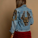 Embroidered Denim Jacket Golden Bull