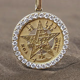 Tetragrammaton Pentagram Pendant with stone halo