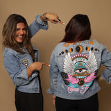 Denim painted jacket Winged Eye