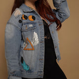 Denim painted jacket Winged Eye