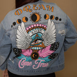 Denim painted jacket Winged Eye