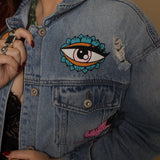 Denim painted jacket Winged Eye