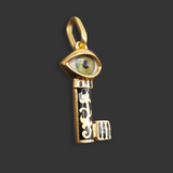 Enamel Eye Key Gold Pendant Charm