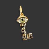 Enamel Eye Key Gold Pendant Charm