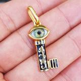 Enamel Eye Key Gold Pendant Charm