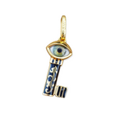 Enamel Eye Key Gold Pendant Charm