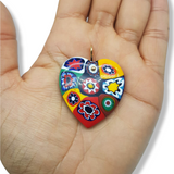 Huge Colourful Resin Heart Pendant 18k