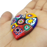 Huge Colourful Resin Heart Pendant 18k