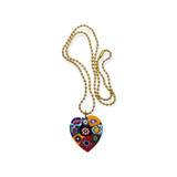Huge Colourful Resin Heart Pendant 18k