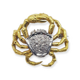 18k Gold Diamond Crab/Cancer Pendant